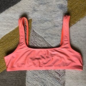Neon coral Los Angeles Apparel square neck bikini top. Size medium.